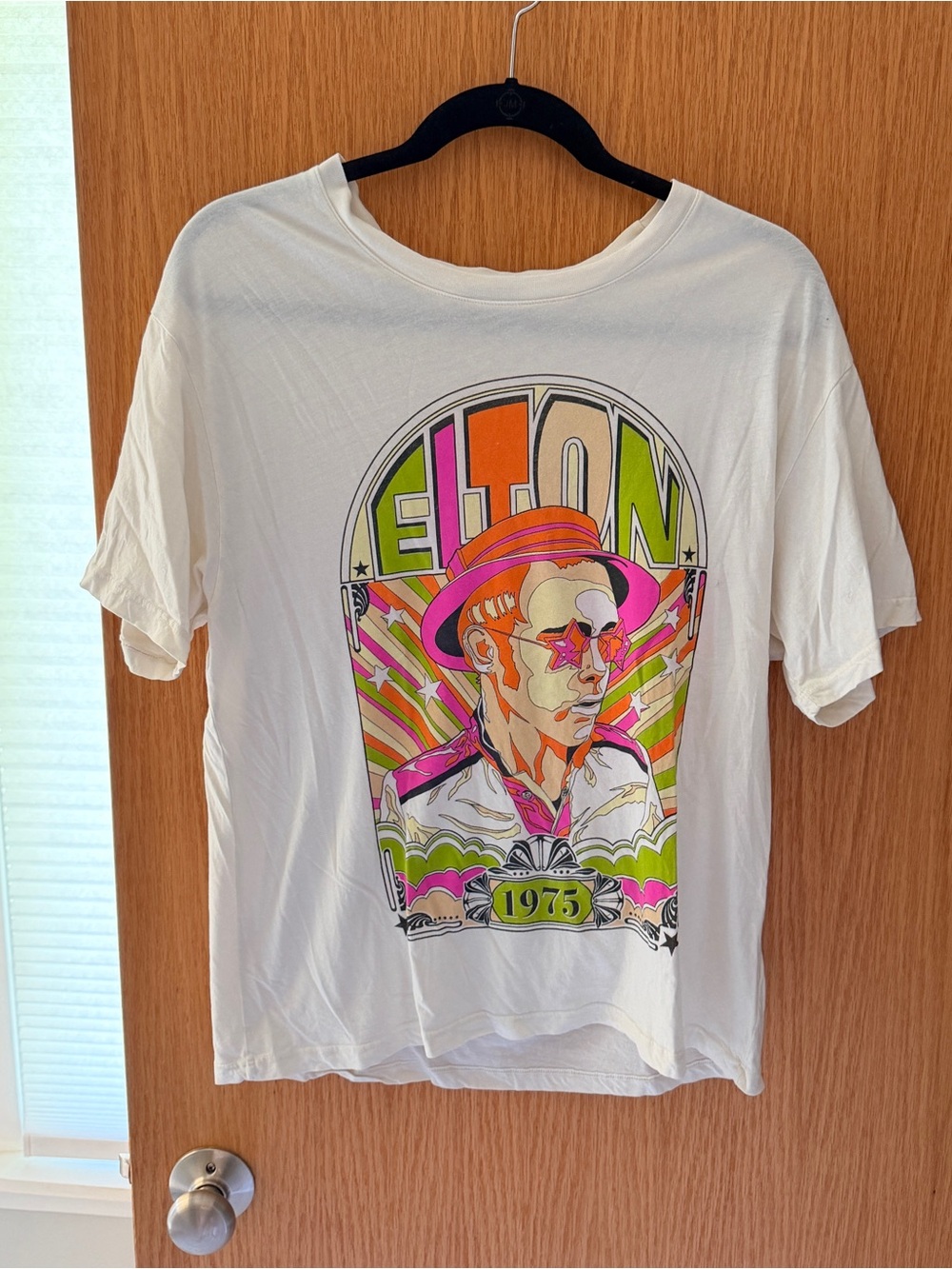 Daydreamer White Elton Graphic Tee with Neon Print